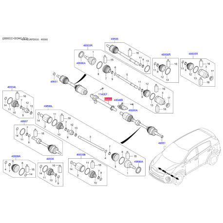 Подушка двигателя 49560-D3020 Mobis - 49560D3020 - схема с каталога 49560, KEURPD916 49560D3020