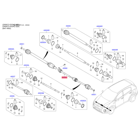 Подушка двигуна 49560-D3520 Mobis - 49560D3520 - схема з каталогу 49560, SRUSPF119 49560D3520