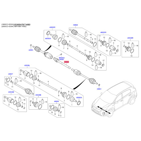 Подушка двигателя 49560-D3060 Mobis - 49560D3060 - схема с каталога 49560, SRUSPF119 49560D3060
