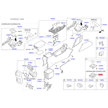 Блок кнопок паркинга (ручника) 93600-D9120WK Mobis - 93600D9120WK - схема с каталога 93600A, KKMAPD919 93600D9120WK