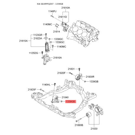 Гайка КПП 13397-10007B Mobis - 1339710007B - схема с каталога 1339GB, SEURPFQZ07 1339710007B