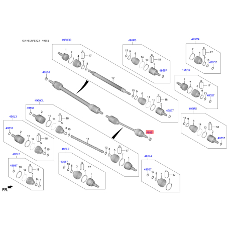 Гайка маточини 49551-4T000 Mobis - 495514T000 - схема з каталогу 49551, KEURPEX23 495514T000