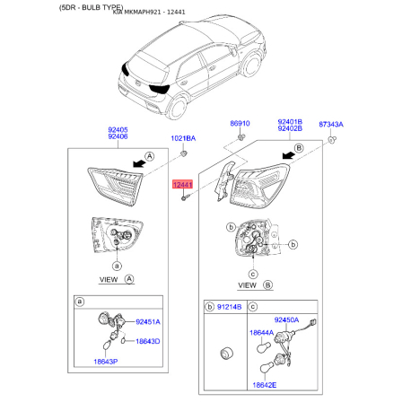 Болт лючка бензобака 12441-06167B Mobis - 1244106167B - схема з каталогу 12441, MKMAPH921 1244106167B