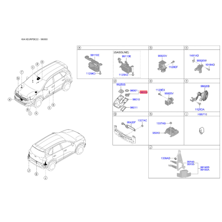 Датчик дождя 96000-A2000 Mobis - 96000A2000 - схема с каталога 96000, KEURPDE22 96000A2000