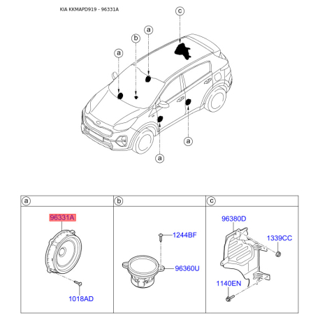 Динамік дверей 96330-D9000 Mobis - 96330D9000 - схема з каталогу 96331A, KKMAPD919 96330D9000