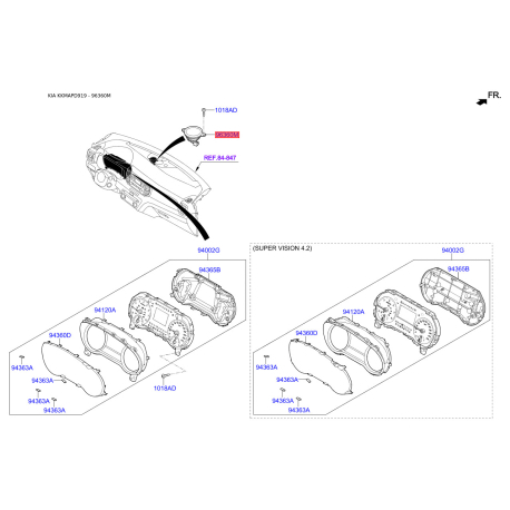 Динамік дверей 96390-D9000 Mobis - 96390D9000 - схема з каталогу 96360M, KKMAPD919 96390D9000