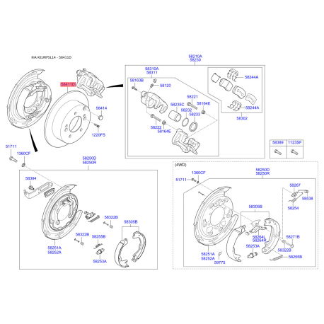Диск тормозной S5841-13A300A Mobis - S584113A300A - схема с каталога 58411D, KEURPSL14 S584113A300A