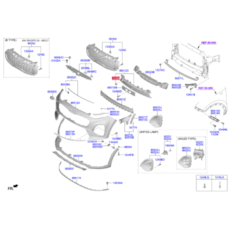 Облицювання / захисна накладка, буфер 86517-F1500 Mobis - 86517F1500 - схема з каталогу 86517, SRUSPF119 86517F1500