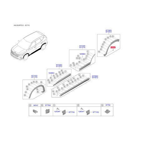 Заклепка бампера 81784-E4000 Mobis - 81784E4000 - схема з каталогу 81774, IEURPTI23 81784E4000