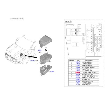 Запобіжники 18790-01126 Mobis - 1879001126 - схема з каталогу 18980E, KEURPEX23 1879001126