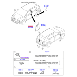 Облицювання / захисна накладка, скло дверей заднє ліве 86363-D9000 Mobis