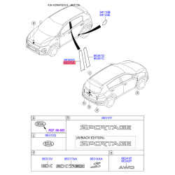 Облицювання / захисна накладка, скло дверей заднє праве 86373-D9000 Mobis