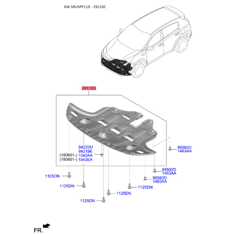 Защита двигателя / поддона двигателя 29110-F1550 Mobis - 29110F1550 - схема с каталога 29110C, SRUSPF119 29110F1550
