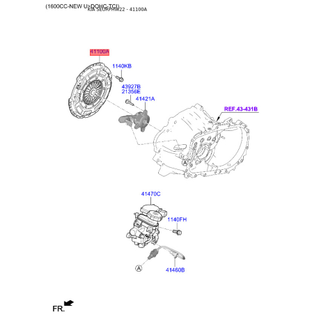 Комплект сцепления 41200-32AB2 Mobis - 4120032AB2 - схема с каталога 41100A, SEURPHW22 4120032AB2