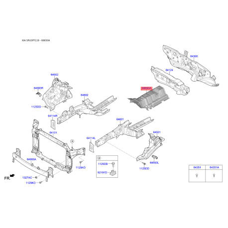 Лонжерон 84134-F1500 Mobis - 84134F1500 - схема з каталогу 68650A, SRUSPF119 84134F1500