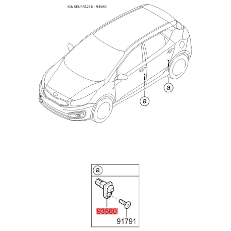 Вимикач 93560-1M500 Mobis - 935601M500 - схема з каталогу 93560, SEURPA216 935601M500