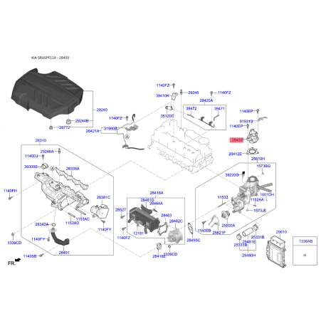 Клапан повернення ВГ 28410-2F600 Mobis - 284102F600 - схема з каталогу 28450, SRUSPF119 284102F600