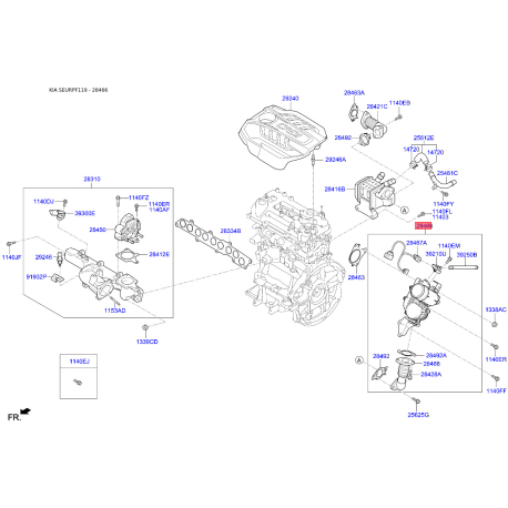 Клапан, рециркуляція ВГ 28466-2U000 Mobis - 284662U000 - схема з каталогу 28466, SEURPF119 284662U000