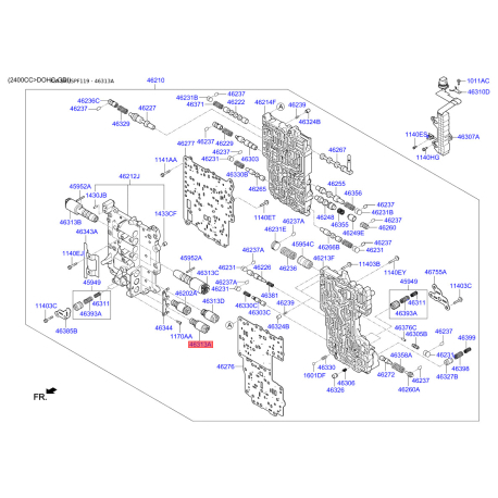 Клапан переключения, автоматическая коробка передач 46313-3B000 Mobis - 463133B000 - схема с каталога 46313A, SRUSPF119 463133B000