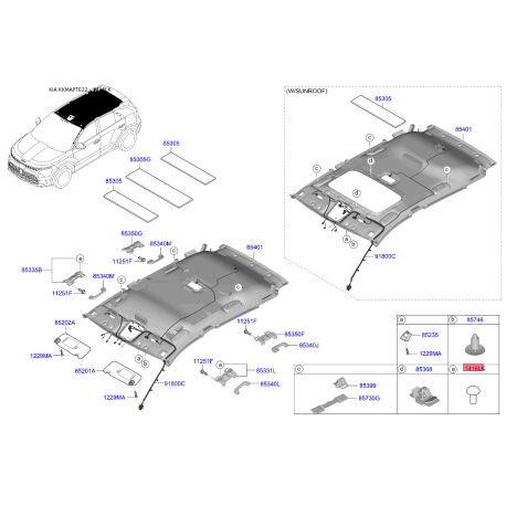 Крепления подкрылка и брызговика 14160-03080 Mobis - 1416003080 - схема с каталога 1416LK, KKMAPTE22 1416003080