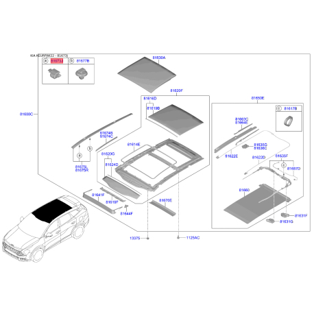 Люк и комплектующие 81629-D9000 Mobis - 81629D9000 - схема с каталога 81673J, KEURPJW22 81629D9000