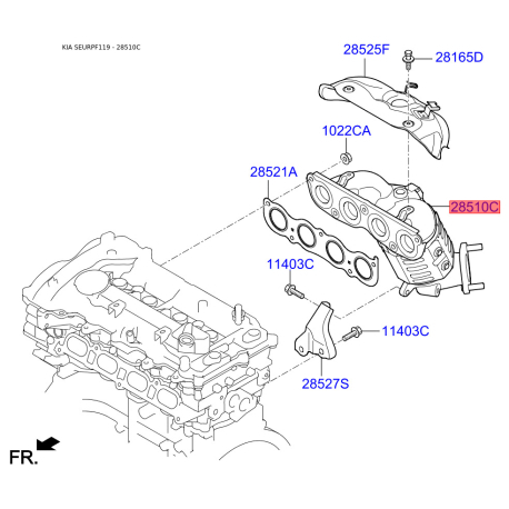Катализатор 28510-2EMJ0 Mobis - 285102EMJ0 - схема с каталога 28510C, SEURPF119 285102EMJ0