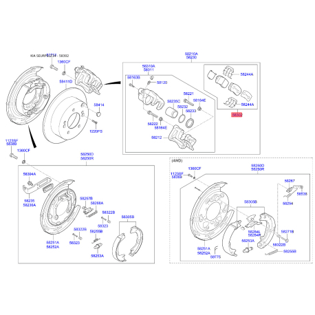 Колодки тормозные дисковые комплект S5830-22YA50 Mobis - S583022YA50 - схема с каталога 58302, SEURPSLZ14 S583022YA50