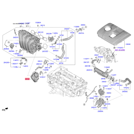 Дроссельная заслонка 35100-2B340 Mobis - 351002B340 - схема с каталога 35100, MKMAPM721 351002B340