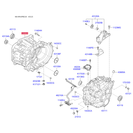 Картер (корпус) КПП 43115-26002 Mobis - 4311526002 - схема с каталога 43115, KRUSPB216 4311526002
