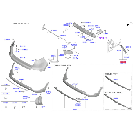 Кронштейн, буфер лівий 86613-F1000 Mobis - 86613F1000 - схема з каталогу 86613H, SRUSPF119 86613F1000