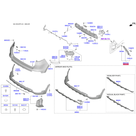 Кронштейн, буфер правий 86614-F1000 Mobis - 86614F1000 - схема з каталогу 86614R, SRUSPF119 86614F1000