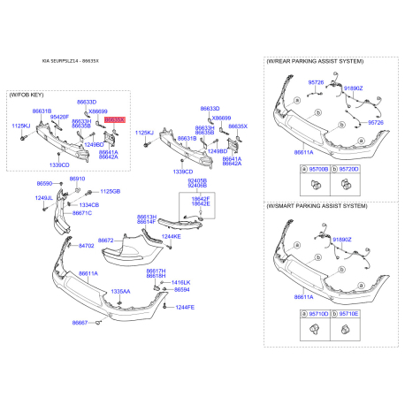 Кронштейн, буфер нижний 86636-3U000 Mobis - 866363U000 - схема с каталога 86635X, SEURPSLZ14 866363U000