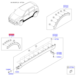 Накладка арки колеса наружная пластиковая левая 87711-F1000 Mobis