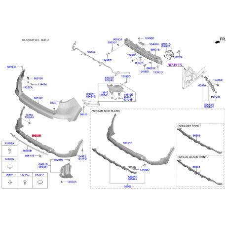 Бампер нижній 86650-F1500 Mobis - 86650F1500 - схема з каталогу 86611F, SRUSPF119 86650F1500