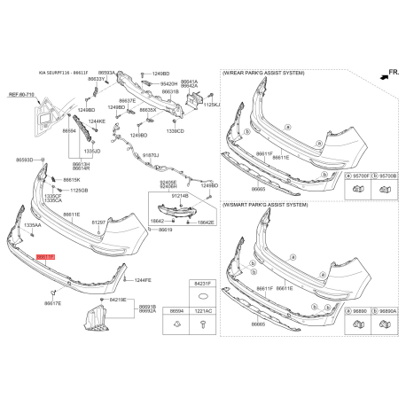 Бампер нижній 86612-F1000 Mobis - 86612F1000 - схема з каталогу 86611F, SEURPF116 86612F1000