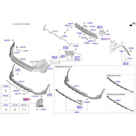 Кронштейн, буфер левый 86691-F1500 Mobis - 86691F1500 - схема с каталога 86691B, SRUSPF119 86691F1500