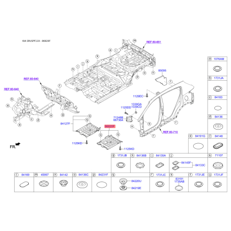 Шумоизоляция (виброизоляция) пола кузова 84137-F1500 Mobis - 84137F1500 - схема с каталога 86820F, SRUSPF119 84137F1500
