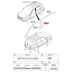 Облицовка / защитная накладка, боковина правая 86391-3W000 Mobis