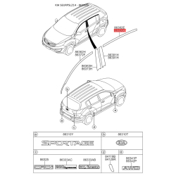 Облицовка / защитная накладка, боковина правая верхняя 86392-3W000 Mobis