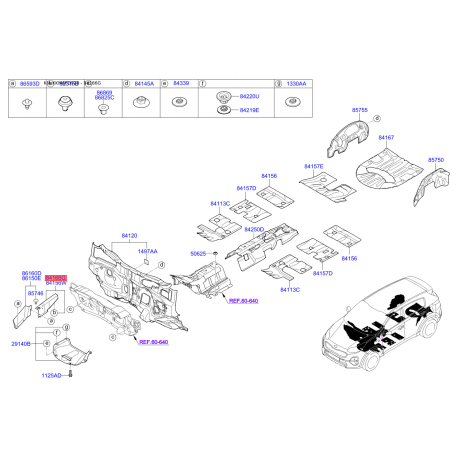 Кришка переднього крила права верхня 84169-D9000 Mobis - 84169D9000 - схема з каталогу 84166G, KKMAPD919 84169D9000