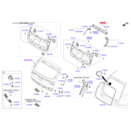 Крышка / обшивка багажного отделения верхняя 81760-F1000WK Mobis - 81760F1000WK - схема с каталога 81760A, SRUSPF119 81760F1000WK