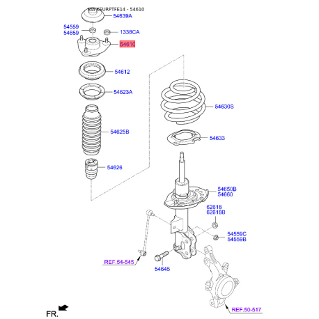 Опора стойки амортизатора 54610-2T000 Mobis - 546102T000 - схема с каталога 54610, KEURPTFE14 546102T000