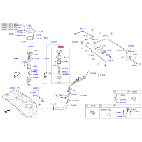 Насос топливный 31120-D7000 Mobis - 31120D7000 - схема с каталога 31120L, SRUSPF119 31120D7000