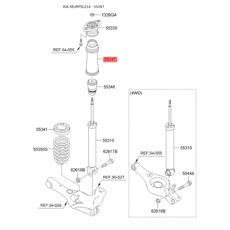Пылезащитный комплект амортизатора 55316-2G700 Mobis - 553162G700 - схема с каталога 55347, SEURPSLZ14 553162G700