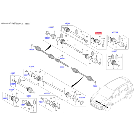 Чехол полуоси (пыльник) приводного вала правый 495R5-D3510 Mobis - 495R5D3510 - схема с каталога 49506R, SRUSPF119 495R5D3510