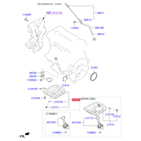 Масляный поддон 21510-2B031 Mobis - 215102B031 - схема с каталога 21510, SEURPF119 215102B031