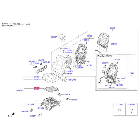 Подогрев сидения правый 88290-D7010 Mobis - 88290D7010 - схема с каталога 88255, SRUSPF119 88290D7010