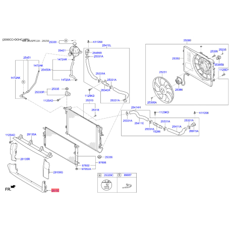 Облицовка / защитная накладка, облицовка радиатора 29150-F1500 Mobis - 29150F1500 - схема с каталога 29150, SRUSPF119 29150F1500