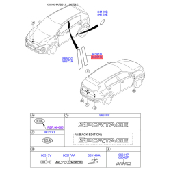 Облицювання / захисна накладка, скло дверей праве 86391-D9000 Mobis