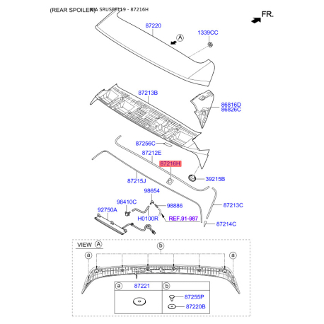Спойлер 87217-F1900 Mobis - 87217F1900 - схема з каталогу 87216H, SRUSPF119 87217F1900